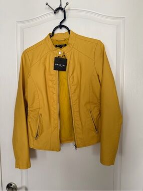 Baccini Mustard Yellow Women's Leather Jacket